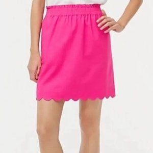 J Crew Pink Cotton Scalloped Hem Straight Pencil Skirt